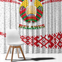 Belarus National Emblem Window Curtain with Folk Pattern White Green Red Sweatshirt