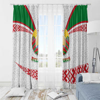Belarus National Emblem Window Curtain with Folk Pattern White Green Red Sweatshirt