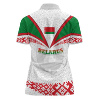 Belarus National Emblem Women Polo Shirt with Folk Pattern White Green Red Sweatshirt