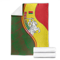 Belarus Pahonia Knight Crest Blanket with Red Green Yellow Folk Pattern Design