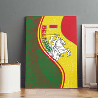 Belarus Pahonia Knight Crest Canvas Wall Art with Red Green Yellow Folk Pattern Design