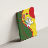 Belarus Pahonia Knight Crest Canvas Wall Art with Red Green Yellow Folk Pattern Design