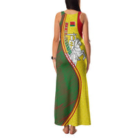 Belarus Pahonia Knight Crest Family Matching Tank Maxi Dress and Hawaiian Shirt with Red Green Yellow Folk Pattern Design