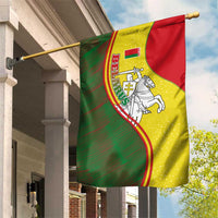 Belarus Pahonia Knight Crest Garden Flag with Red Green Yellow Folk Pattern Design