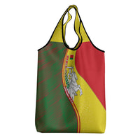 Belarus Pahonia Knight Crest Grocery Bag with Red Green Yellow Folk Pattern Design