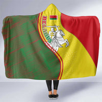 Belarus Pahonia Knight Crest Hooded Blanket with Red Green Yellow Folk Pattern Design