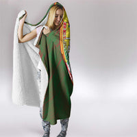 Belarus Pahonia Knight Crest Hooded Blanket with Red Green Yellow Folk Pattern Design