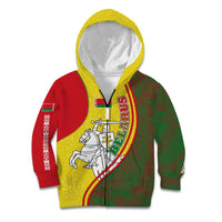 Belarus Pahonia Knight Crest Kid Hoodie with Red Green Yellow Folk Pattern Design