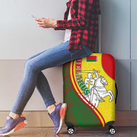 Belarus Pahonia Knight Crest Luggage Cover with Red Green Yellow Folk Pattern Design