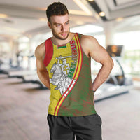 Belarus Pahonia Knight Crest Men Tank Top with Red Green Yellow Folk Pattern Design