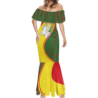 Belarus Pahonia Knight Crest Mermaid Dress with Red Green Yellow Folk Pattern Design