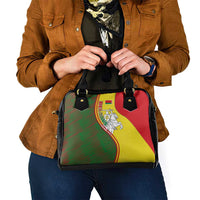 Belarus Pahonia Knight Crest Shoulder Handbag with Red Green Yellow Folk Pattern Design