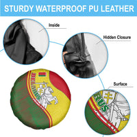 Belarus Pahonia Knight Crest Spare Tire Cover with Red Green Yellow Folk Pattern Design