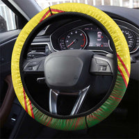 Belarus Pahonia Knight Crest Steering Wheel Cover with Red Green Yellow Folk Pattern Design