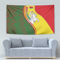 Belarus Pahonia Knight Crest Tapestry with Red Green Yellow Folk Pattern Design
