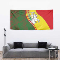 Belarus Pahonia Knight Crest Tapestry with Red Green Yellow Folk Pattern Design