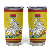 Belarus Pahonia Knight Crest Tumbler Cup with Red Green Yellow Folk Pattern Design
