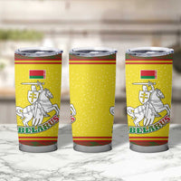 Belarus Pahonia Knight Crest Tumbler Cup with Red Green Yellow Folk Pattern Design