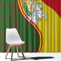 Belarus Pahonia Knight Crest Window Curtain with Red Green Yellow Folk Pattern Design