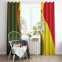 Belarus Pahonia Knight Crest Window Curtain with Red Green Yellow Folk Pattern Design