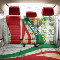 Belarus National Emblem Back Car Seat Cover with Green Red Gold Floral Folk Pattern Design