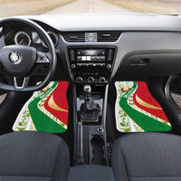 Belarus National Emblem Car Mats with Green Red Gold Floral Folk Pattern Design