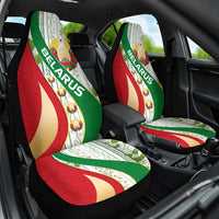 Belarus National Emblem Car Seat Cover with Green Red Gold Floral Folk Pattern Design
