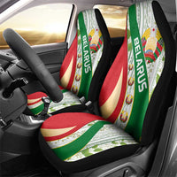 Belarus National Emblem Car Seat Cover with Green Red Gold Floral Folk Pattern Design