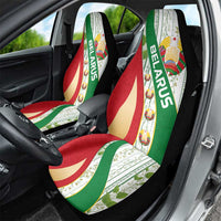 Belarus National Emblem Car Seat Cover with Green Red Gold Floral Folk Pattern Design