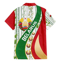 Belarus National Emblem Family Matching Mermaid Dress and Hawaiian Shirt with Green Red Gold Floral Folk Pattern Design
