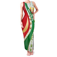 Belarus National Emblem Family Matching Tank Maxi Dress and Hawaiian Shirt with Green Red Gold Floral Folk Pattern Design