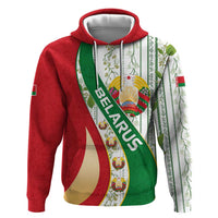 Belarus National Emblem Hoodie with Green Red Gold Floral Folk Pattern Design