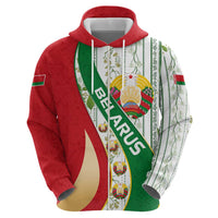 Belarus National Emblem Hoodie with Green Red Gold Floral Folk Pattern Design