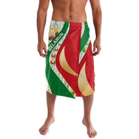 Belarus National Emblem Lavalava with Green Red Gold Floral Folk Pattern Design