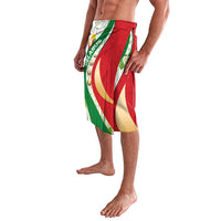 Belarus National Emblem Lavalava with Green Red Gold Floral Folk Pattern Design