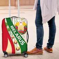 Belarus National Emblem Luggage Cover with Green Red Gold Floral Folk Pattern Design