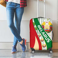 Belarus National Emblem Luggage Cover with Green Red Gold Floral Folk Pattern Design
