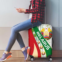 Belarus National Emblem Luggage Cover with Green Red Gold Floral Folk Pattern Design