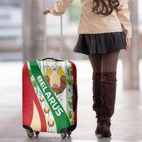 Belarus National Emblem Luggage Cover with Green Red Gold Floral Folk Pattern Design
