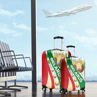 Belarus National Emblem Luggage Cover with Green Red Gold Floral Folk Pattern Design