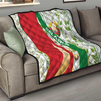 Belarus National Emblem Quilt with Green Red Gold Floral Folk Pattern Design