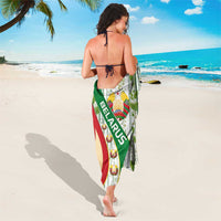 Belarus National Emblem Sarong with Green Red Gold Floral Folk Pattern Design