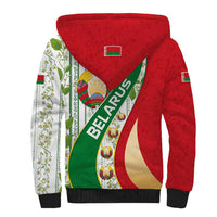 Belarus National Emblem Sherpa Hoodie with Green Red Gold Floral Folk Pattern Design