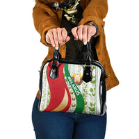 Belarus National Emblem Shoulder Handbag with Green Red Gold Floral Folk Pattern Design