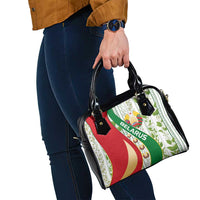 Belarus National Emblem Shoulder Handbag with Green Red Gold Floral Folk Pattern Design