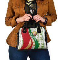 Belarus National Emblem Shoulder Handbag with Green Red Gold Floral Folk Pattern Design