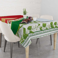 Belarus National Emblem Tablecloth with Green Red Gold Floral Folk Pattern Design
