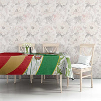 Belarus National Emblem Tablecloth with Green Red Gold Floral Folk Pattern Design