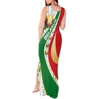 Belarus National Emblem Tank Maxi Dress with Green Red Gold Floral Folk Pattern Design