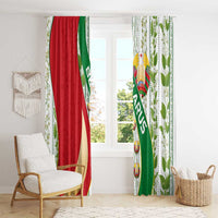 Belarus National Emblem Window Curtain with Green Red Gold Floral Folk Pattern Design